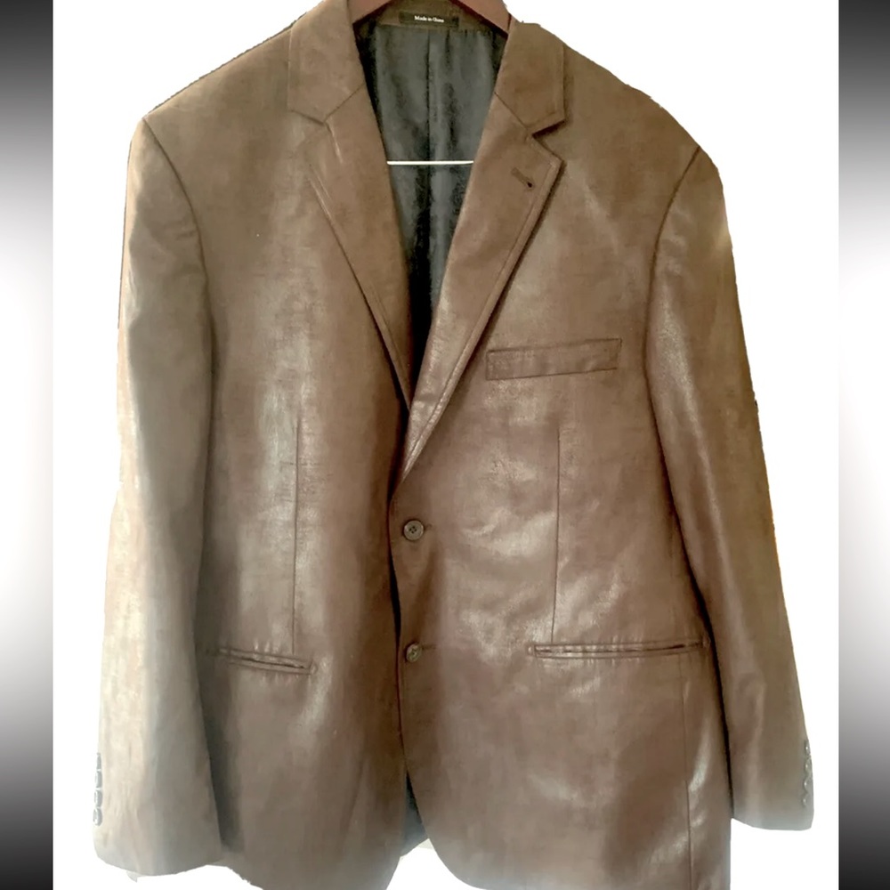 Pronto-Uomo Polyester Sport Coat Blazer Jacket 2 Button Mens Size 44S Brown